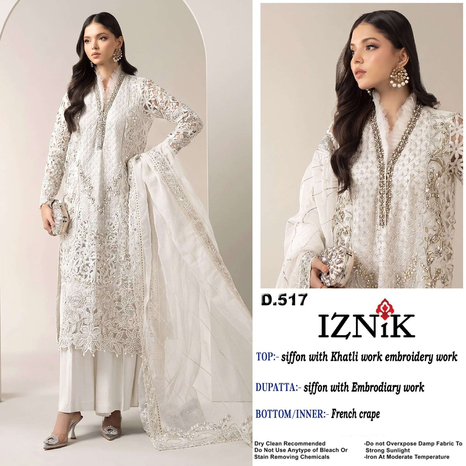 IZNIK FAB A 517 SIFFON WITH EMBROIDERY HEAVY PAKISTANI SUIT FOR WEDDING TYPE WORLDWIDE
